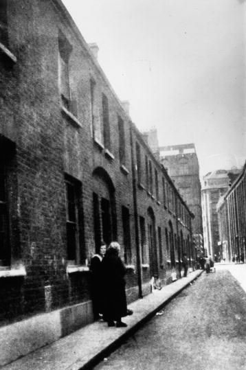 Durward Street (formerly Buck's Row), photographed c.1928 and published in Leonard Matters, The Mystery of Jack the Ripper (1929). Not an 1888 photograph.. Photograph c.1928, forty years after the murder: the street as it was then, not in 1888