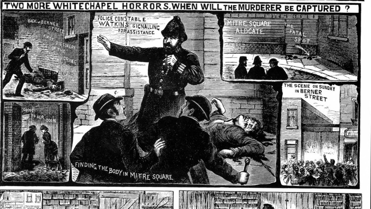 The Illustrated Police News - 6 October 1888 - Two more Whitechapel Horrors. Period illustration: an artist's impression, not a photograph