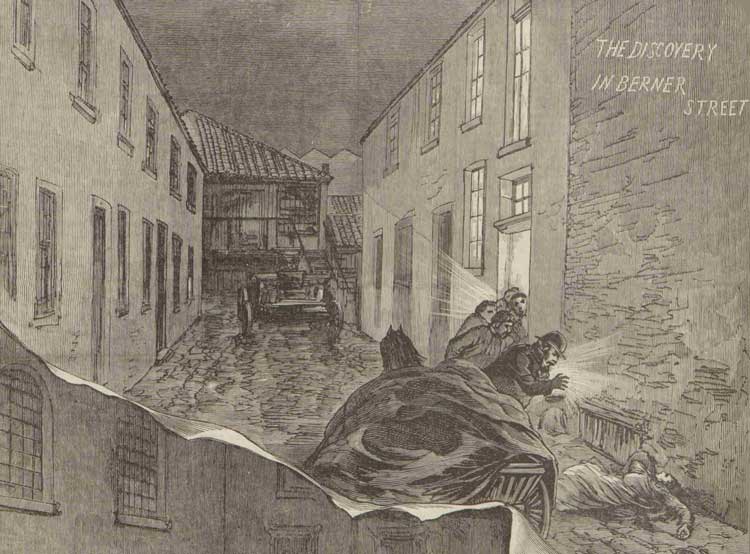 Penny Illustrated Paper - 6th October, 1888 - The Discovery in Berner Street.. Period illustration: an artist's impression, not a photograph