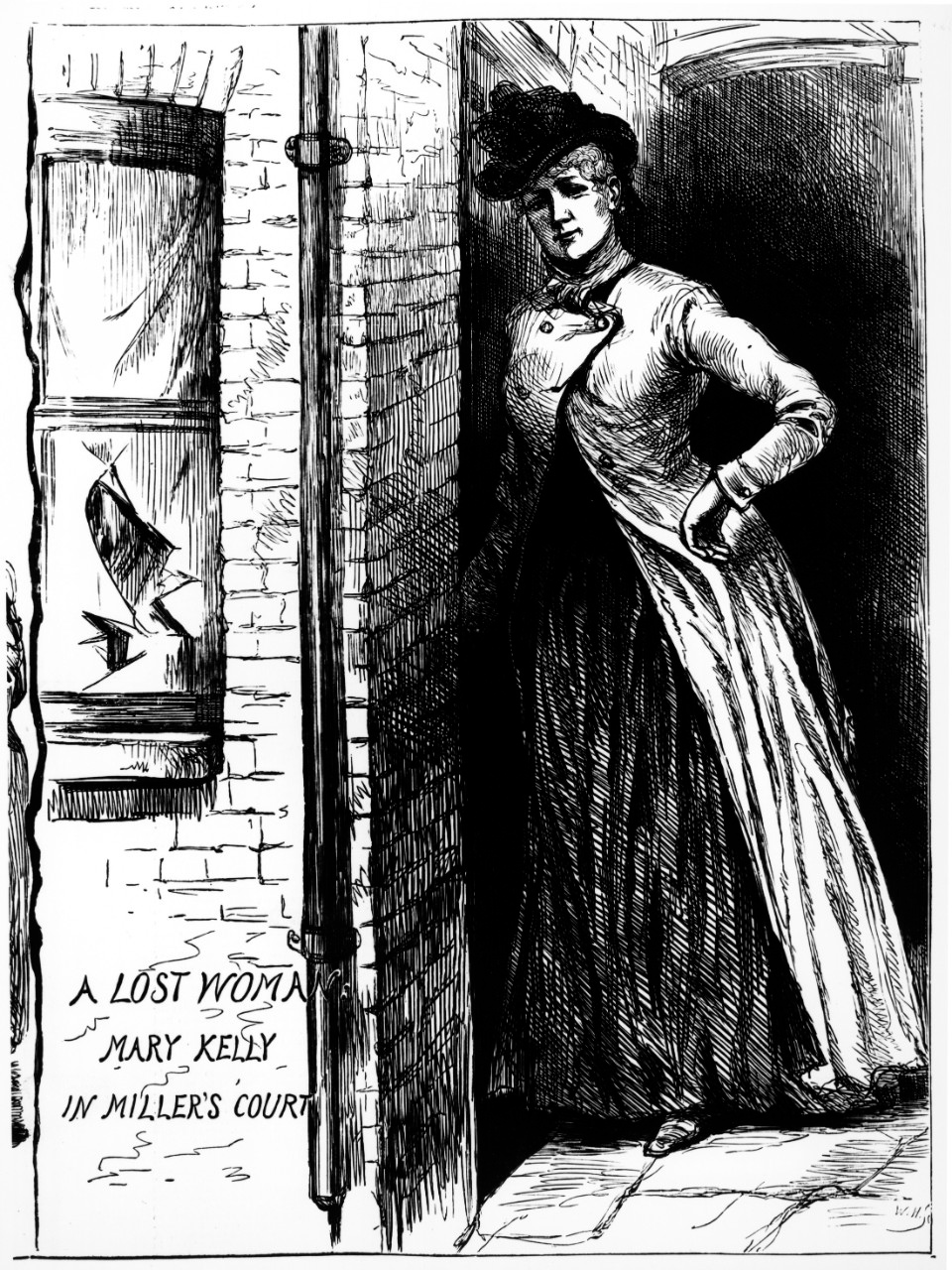 Sketch of Mary Jane Kelly (Penny Illustrated Paper, 24 Nov 1888). Period illustration: an artist's impression, not a photograph or verified likeness