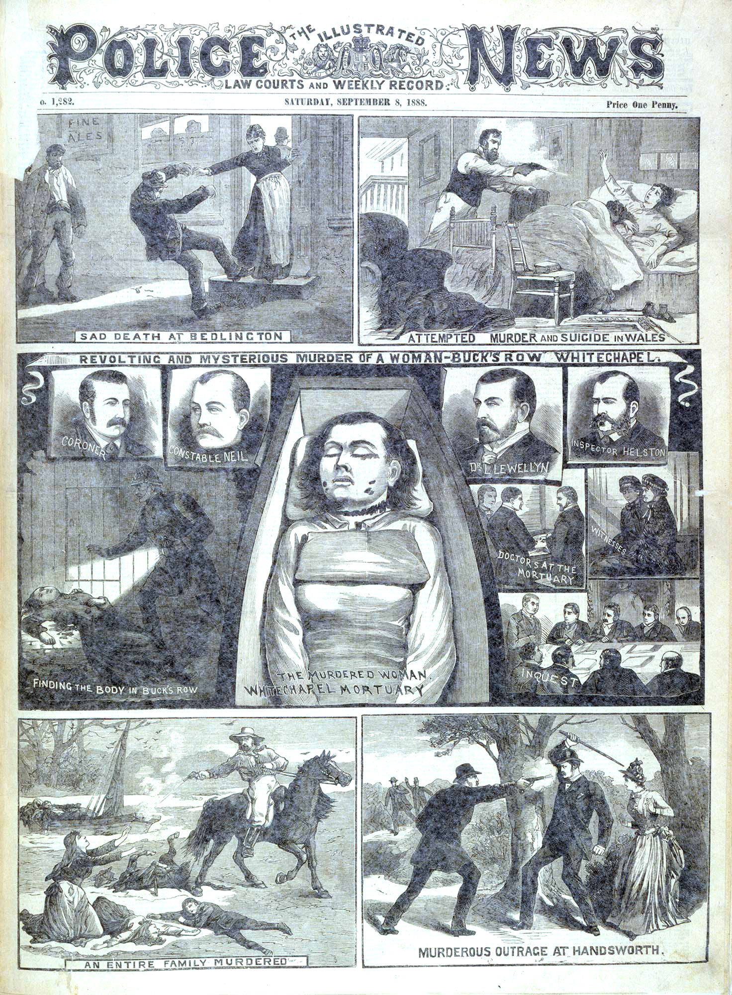 Contemporary illustration (Illustrated Police News, 8 Sep 1888). Period illustration: an artist's impression, not a photograph or verified likeness